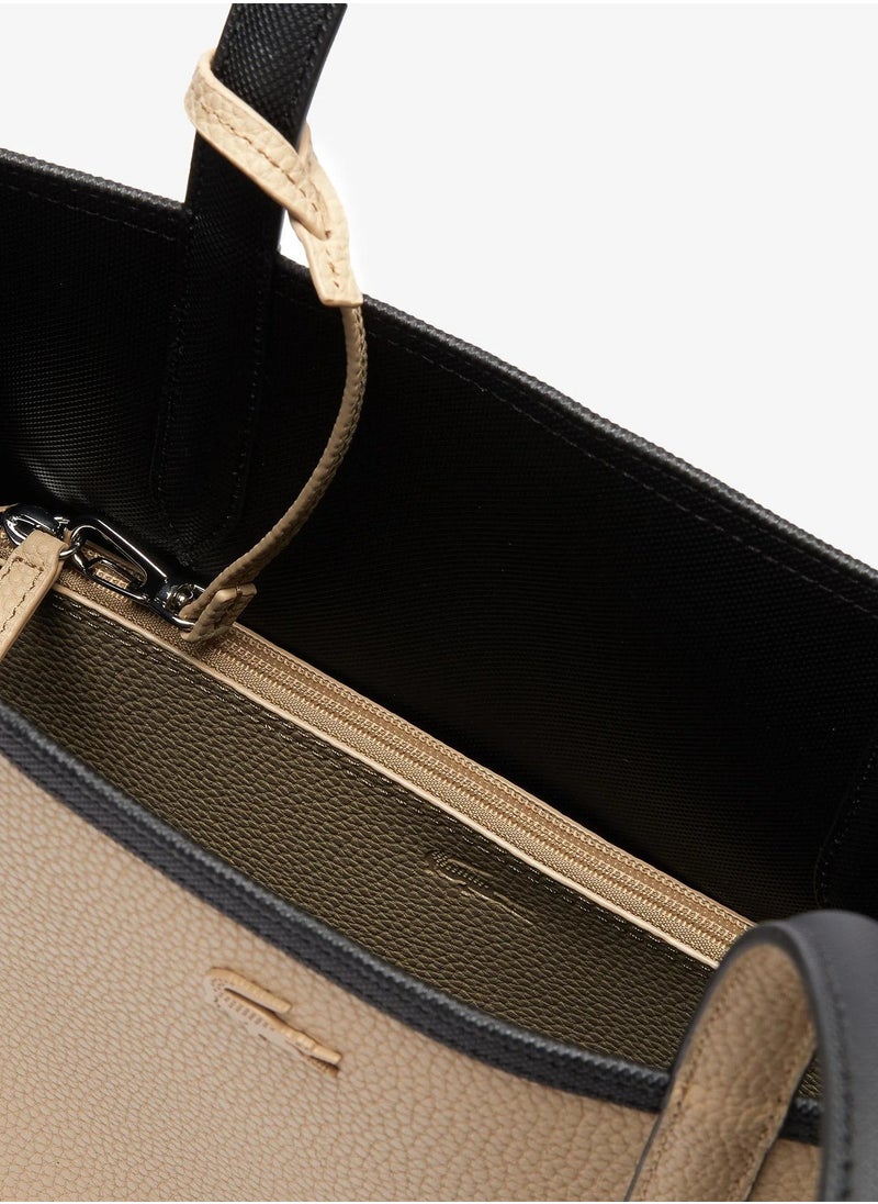 Lacoste Women's Double sided Two tone Large Capacity Handbag, Fashionable Multi functional, Black/Brown