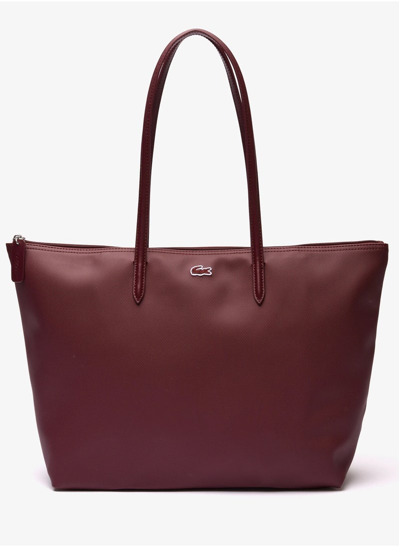 Lacoste Women's L12.12 Concept Fashion Versatile Large Capacity Large Size Zipper Handheld Shoulder Bag Tote Bag Large Claret 45cm * 30cm * 12cm