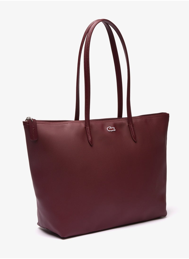 Lacoste Women's L12.12 Concept Fashion Versatile Large Capacity Large Size Zipper Handheld Shoulder Bag Tote Bag Large Claret 45cm * 30cm * 12cm