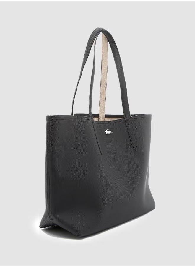LACOSTE Anna Reversible Bicolour Tote Bag Black/Beige