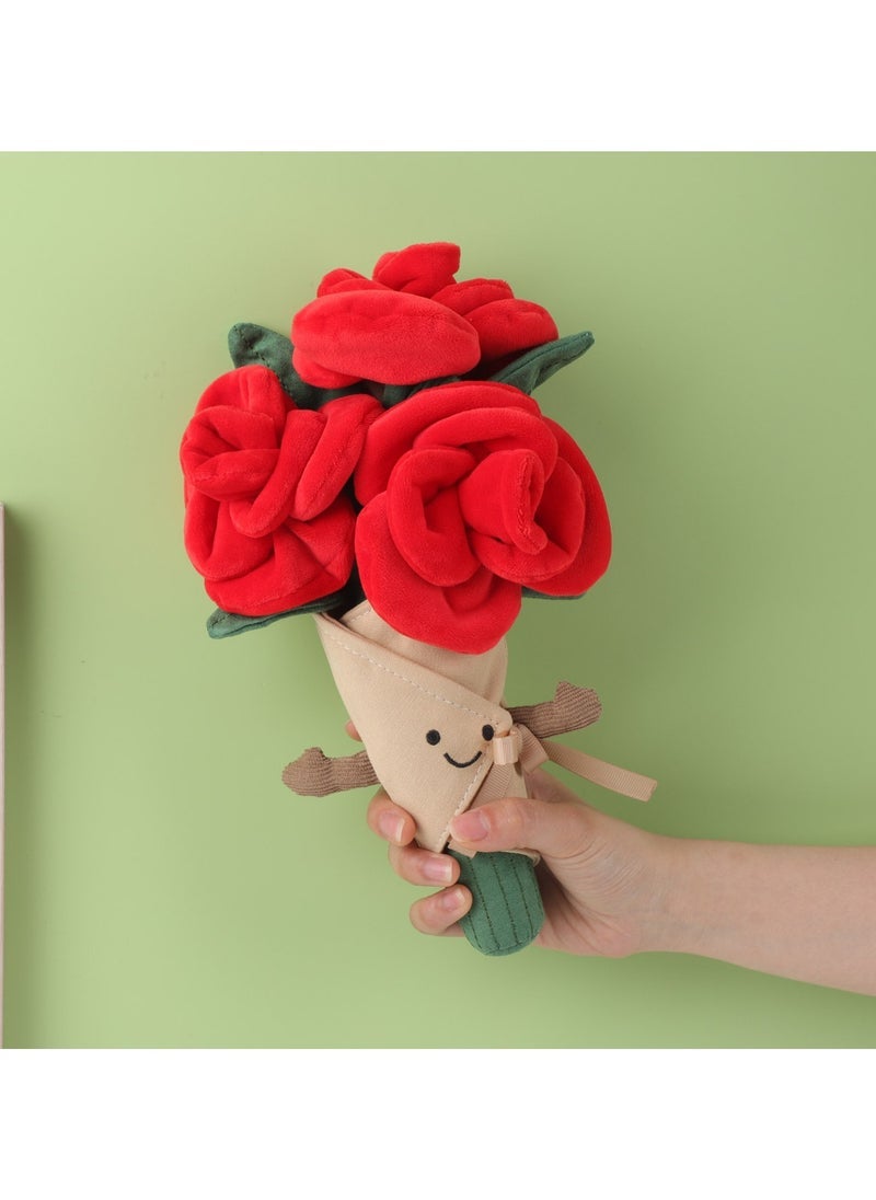 Valentine's Day Gift Rose Plush Doll Girlfriend Confession Gift Rose Bouquet Doll to Express Love to Lover 29cm