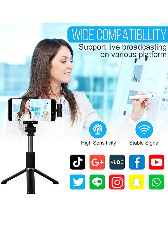 Wireless Lavalier Microphone for iPhone Plug-Play Youtubers Facebook Live Stream Vloggers Interview Video Recording Noise Reduction Auto-syncs Clip-on Lapel Mic