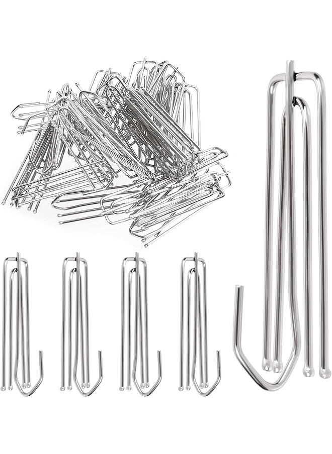 30Pcs Silver Stainless Steel Curtain Pleat Hooks,Drapery Hook and Pin for Pleated Drapes 4 Prongs Pinch Pleat Hook Clips, 4 End Curtains Hangers for Window Curtain, Door, Bathroom