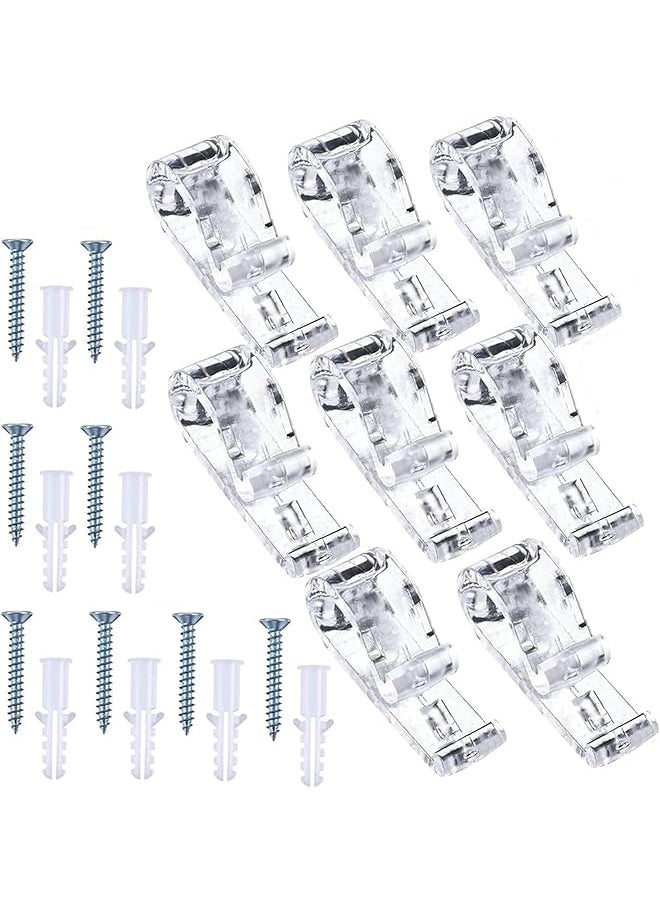 Curtain Clear P Clips Hook, Plastic Roller Blind Safety Clips for Cord, Blind Cord Safety Device Clips for Vertical and Roman Roller Blinds Curtain Ball Chain Cord Control with Screws 8Pcs