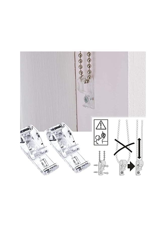 Curtain Clear P Clips Hook, Plastic Roller Blind Safety Clips for Cord, Blind Cord Safety Device Clips for Vertical and Roman Roller Blinds Curtain Ball Chain Cord Control with Screws 8Pcs