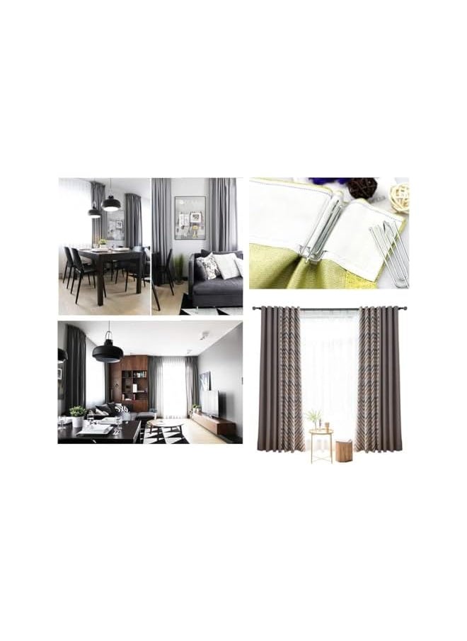 100 Pcs Stainless Steel Pleater Tape Hooks, 4 Prongs Pinch Pleat Hook Clip Traverse for Drapes - Curtain Drapery Hooks