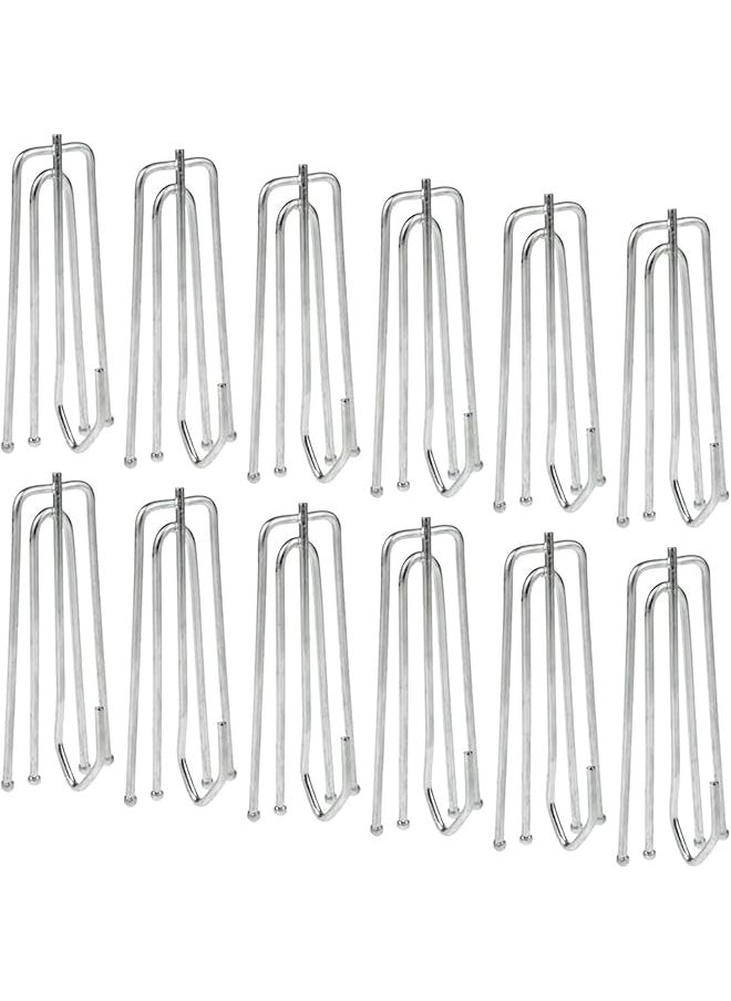 100 Pcs Stainless Steel Pleater Tape Hooks, 4 Prongs Pinch Pleat Hook Clip Traverse for Drapes - Curtain Drapery Hooks