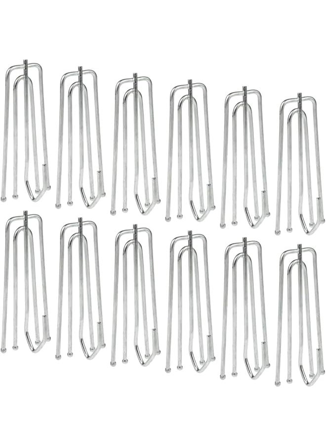 100 Pcs Stainless Steel Pleater Tape Hooks, 4 Prongs Pinch Pleat Hook Clip Traverse for Drapes - Curtain Drapery Hooks