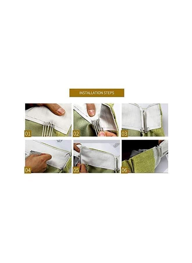 100 Pcs Stainless Steel Pleater Tape Hooks, 4 Prongs Pinch Pleat Hook Clip Traverse for Drapes - Curtain Drapery Hooks