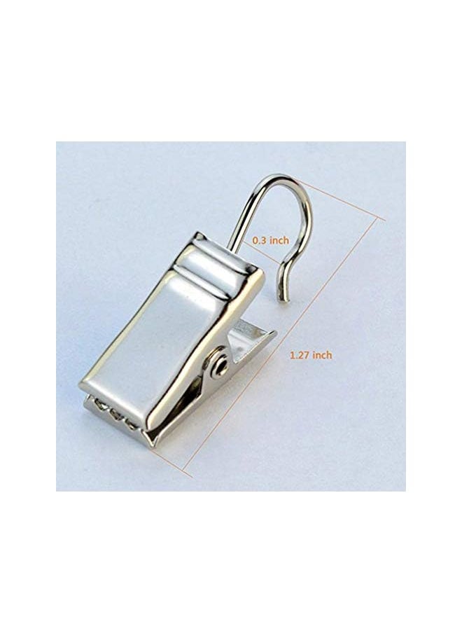 LED Night Light 30 Pcs Curtain Clips Hook Heavy-Duty Curtain Clips Metal Photo Clips Socks Underwear Clamps (Silver)