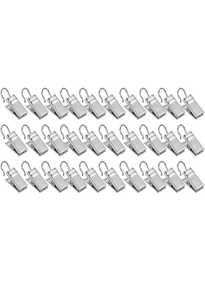 LED Night Light 30 Pcs Curtain Clips Hook Heavy-Duty Curtain Clips Metal Photo Clips Socks Underwear Clamps (Silver)