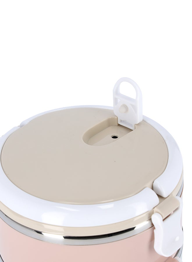 Two Layer Round Lunch Box Beige/Pink/Blue 1400ml