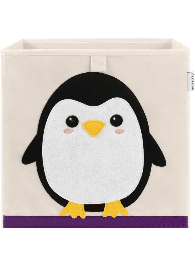 CLCROBD Foldable Animal Cube Storage Bins Fabric Toy Box/Chest/Organizer for Kids Nursery, 13 inch (Penguin)