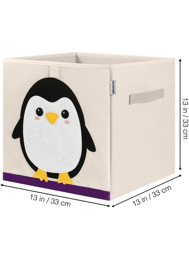 CLCROBD Foldable Animal Cube Storage Bins Fabric Toy Box/Chest/Organizer for Kids Nursery, 13 inch (Penguin)