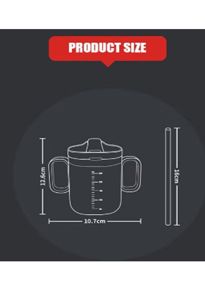 Children's straw cup with handle, portable and reusable splash proof PP coach cup without bisphenol A