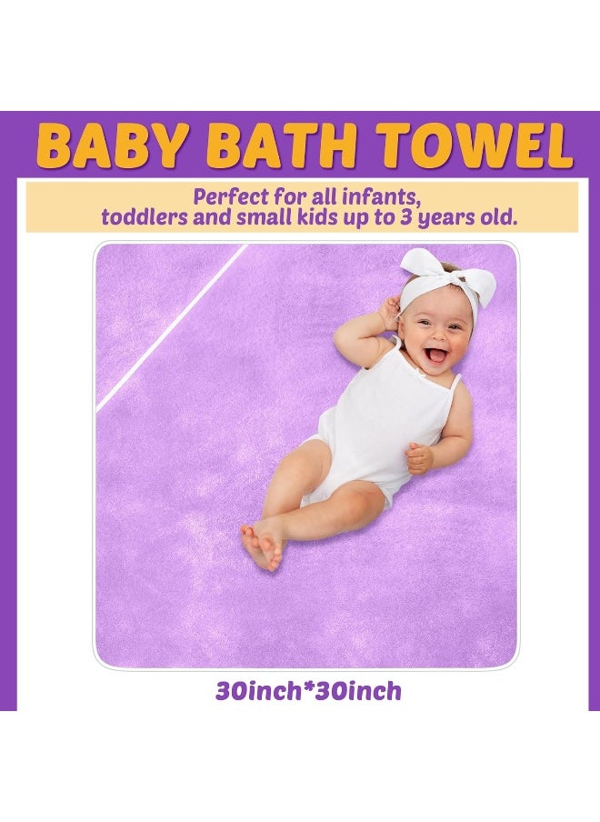 Chumia 6 Pack Baby Bath Towel Coral Fleece Soft Absorbent Newborn Hooded Towel for Kid 30 x 30 Inch Toddler Bath Blanket for Babies Infant Shower Gift