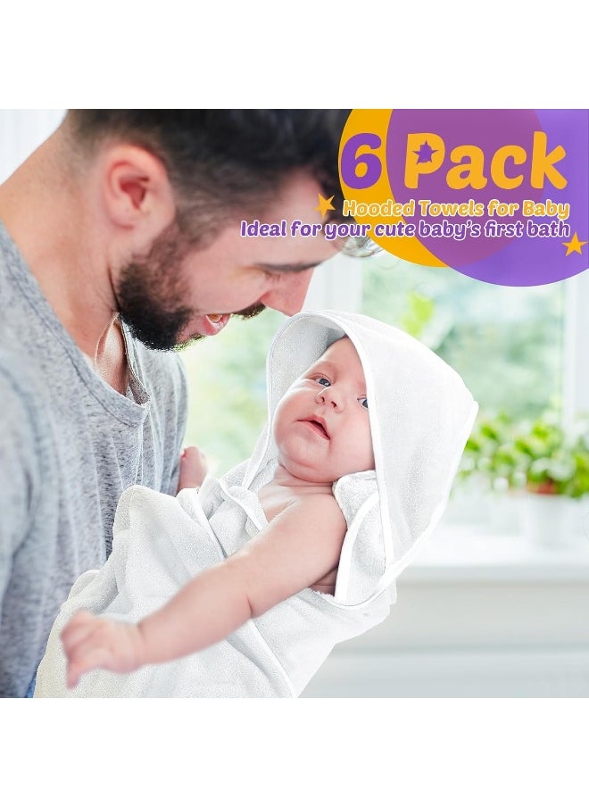Chumia 6 Pack Baby Bath Towel Coral Fleece Soft Absorbent Newborn Hooded Towel for Kid 30 x 30 Inch Toddler Bath Blanket for Babies Infant Shower Gift