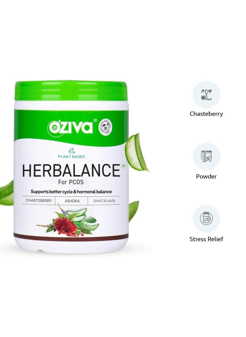 Plant Based HerBalance PCOS Supplements Women 200g Myo Inositol ChasteBerry Shatavari Better Cycle Hormonal Balance