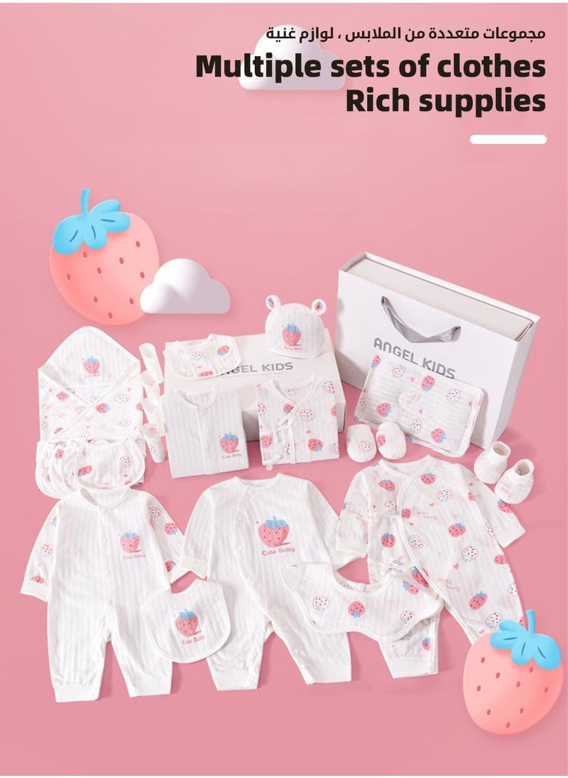 24PCS Newborn Baby Gift Set, Newborn Layette Gift Set for Boys and Girls, Babies Essential Clothes Accessories with Baby Blanket, 100% Premium Cotton, for Spring Summer Autumn Winter Four Seasons 59CM for 0-3 Month