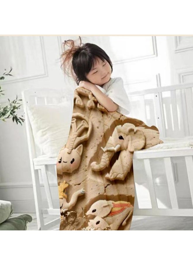 Children's or student cartoon flannel thin blanket (warm and comfortable, suitable for sleep, games) 100cm*150cm - 1028