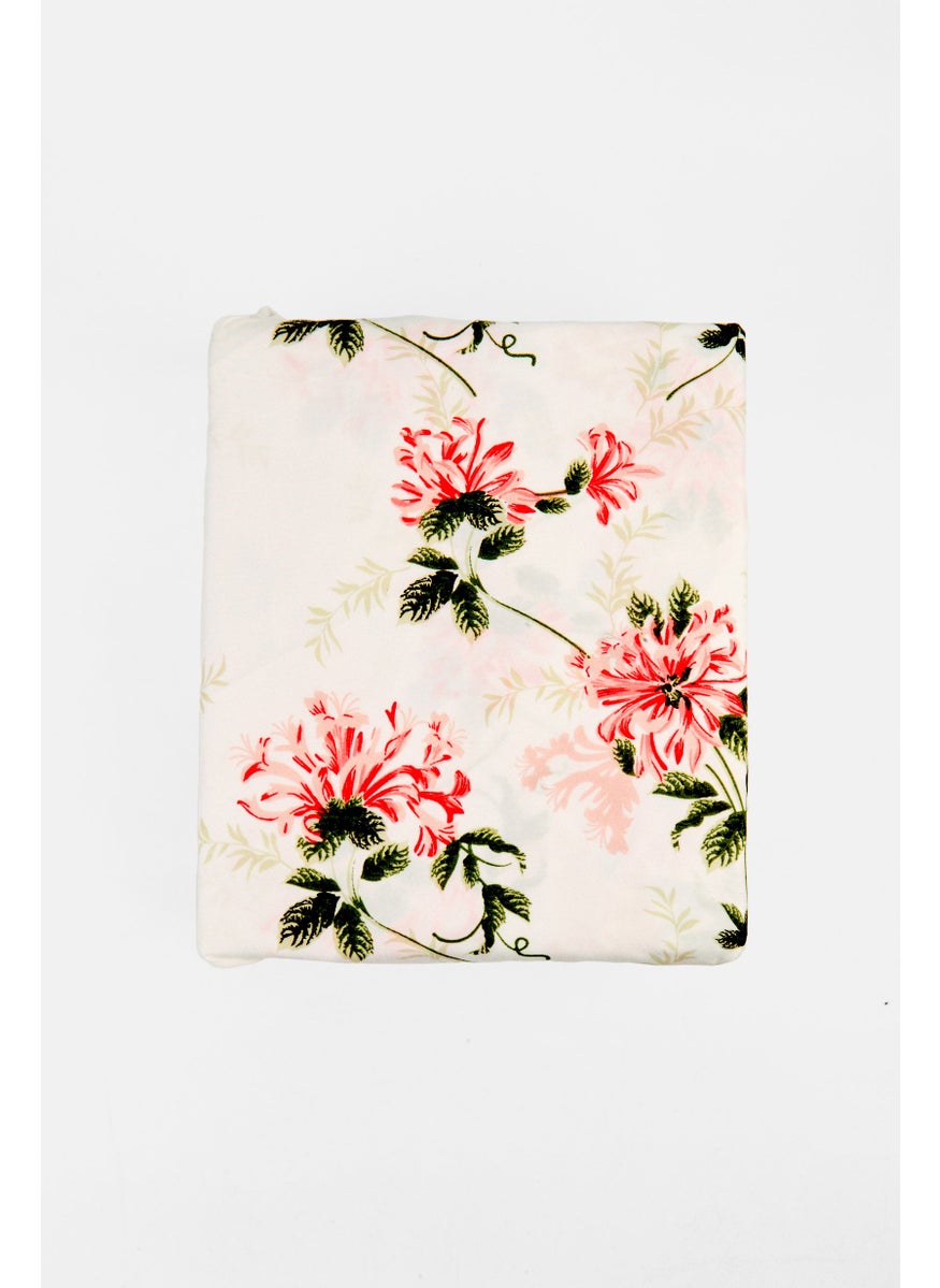 4 Pieces Floral Pattern Flat Sheet With Pillow Case Set, Multicolor