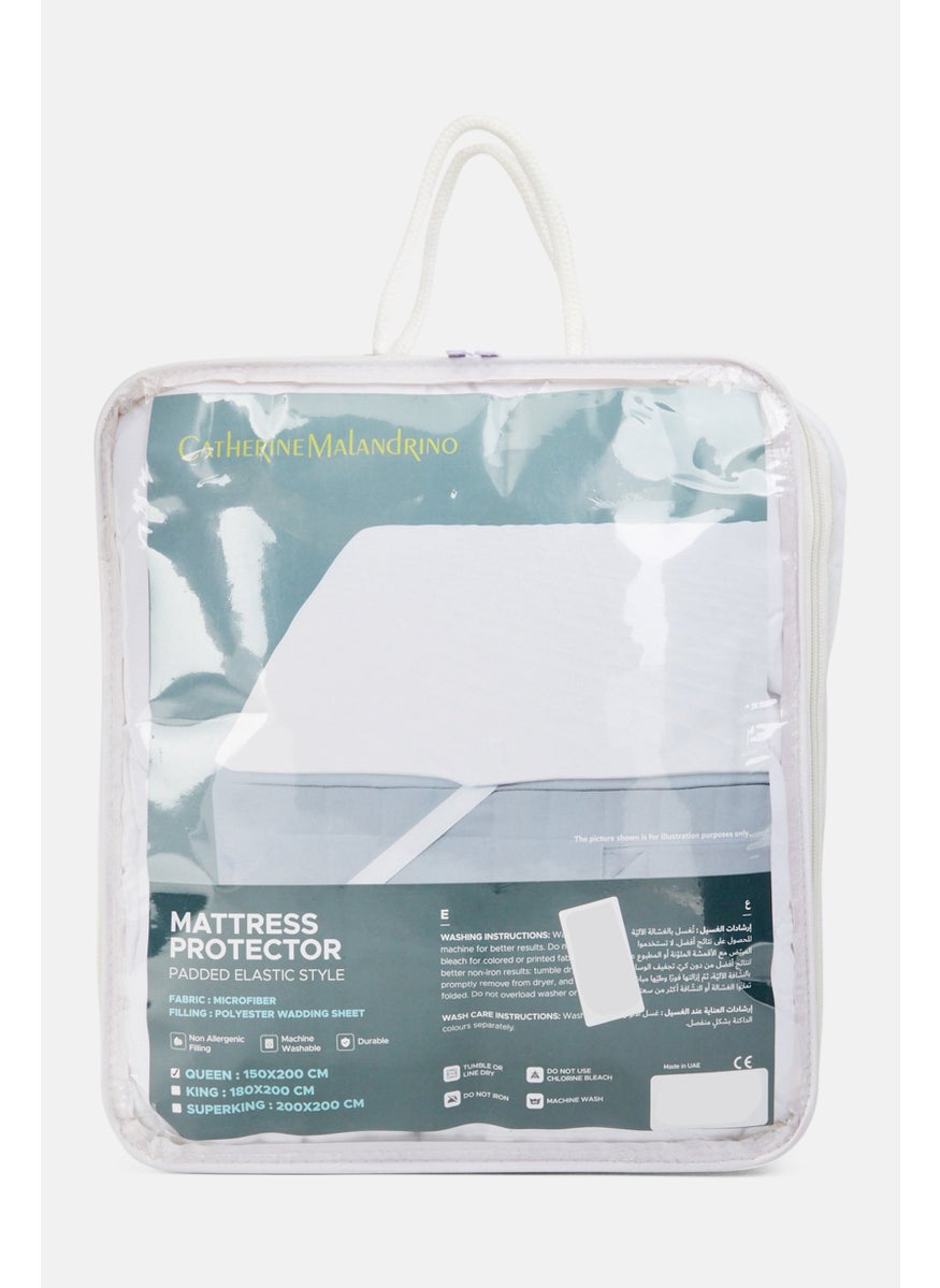 Queen Size Mattress Padded Protector 150 x 200 cm, White