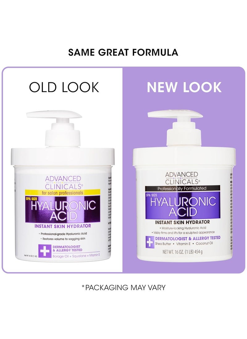 Anti Aging Hyaluronic Acid Cream For Face Body Hands Instant Hydration For Skin Spa Size 16 Ounce (Pack of 1) One Color