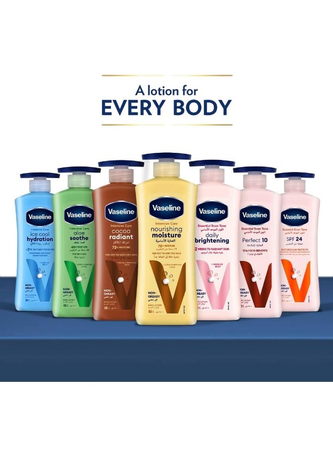 Vaseline Intensive Care Body Lotion for Dry to Very Dry Skin, Cocoa Radiant, Fast-Absorbing, 72hr Moisturising, 3 x 400ml