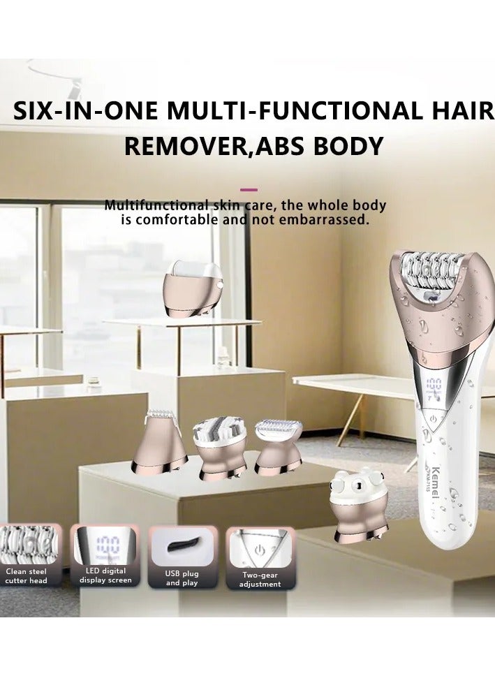 KM-7115 Waterproof 6-in-1 Hair Removal Device White