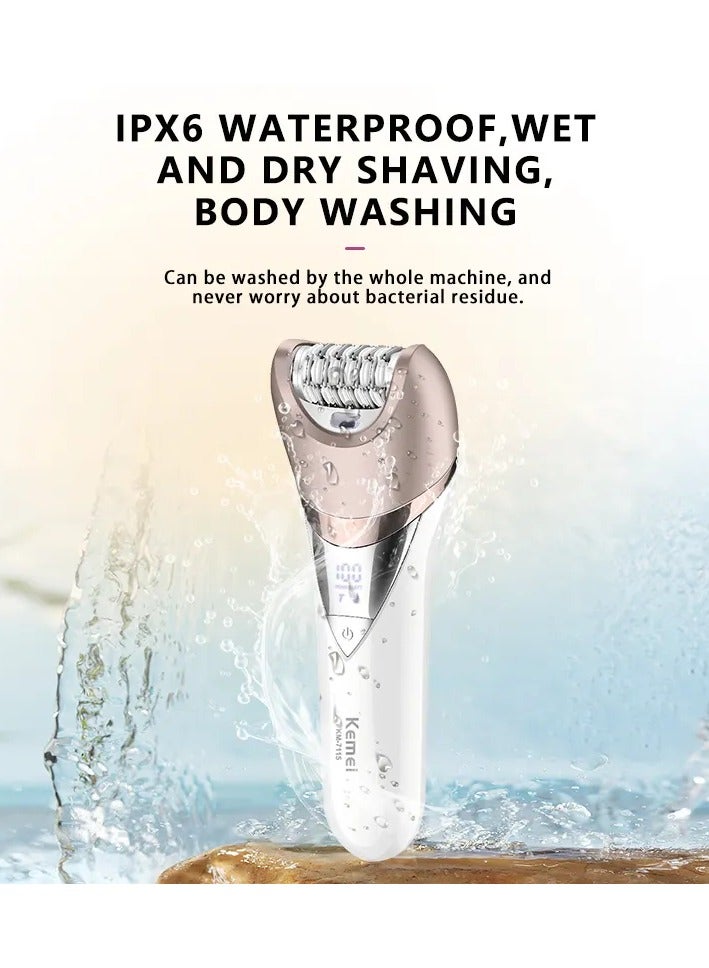 KM-7115 Waterproof 6-in-1 Hair Removal Device White