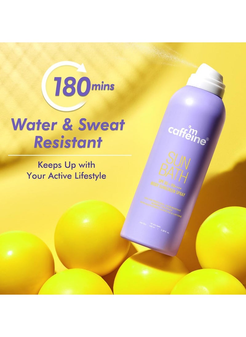 Sun Bath SPF 80+ PA ++++ Body Sunscreen Spray | High UV Protection | Invisible, Non-Greasy, 180 Mins Water/Sweat Resistant Cooling Spray| For All Skin Types | Blueberry Fragrance -100ml