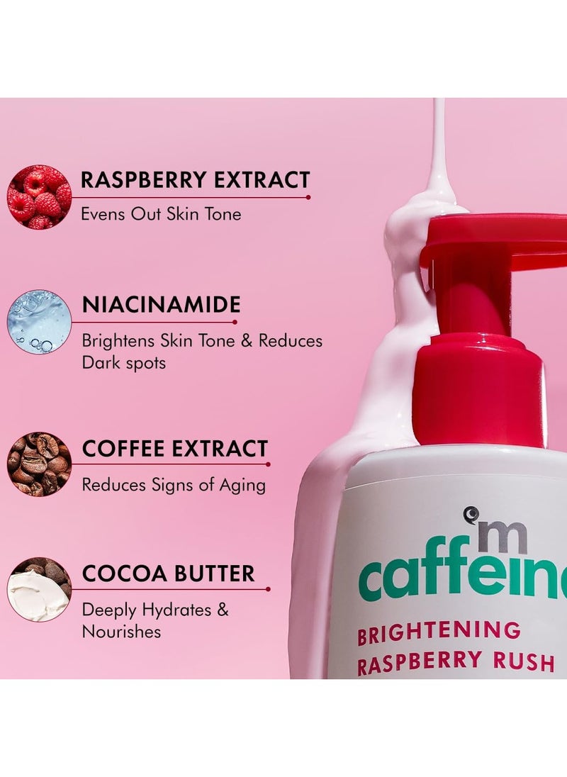 Brightening SPF 50 PA+++ Body Sunscreen Lotion | Instant Cooling, De-tan Body Lotion with Vitamin C Rich Raspberries & Niacinamide | Lightweight, Non-sticky Sun Protection - 200ml