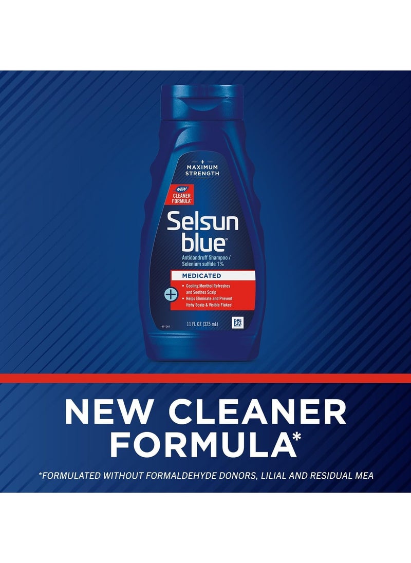 Selsun Blue Medicated Anti-dandruff Shampoo with Menthol, 11 fl. oz., Maximum Strength, Selenium Sulfide 1%