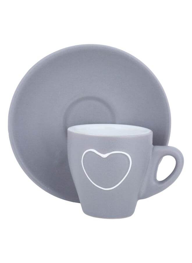 Light gray Turkish coffee cup set, 12 pieces