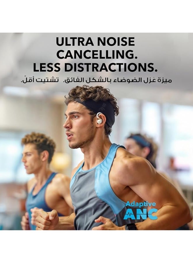 Sport X20 by Anker, True-Wireless Workout Earbuds, Rotatable and Extendable Ear Hooks, Noise Cancelling, Deep Bass, IP68 Waterproof, Sweatproof, Dustproof, 48H Play, Sport Earbuds White