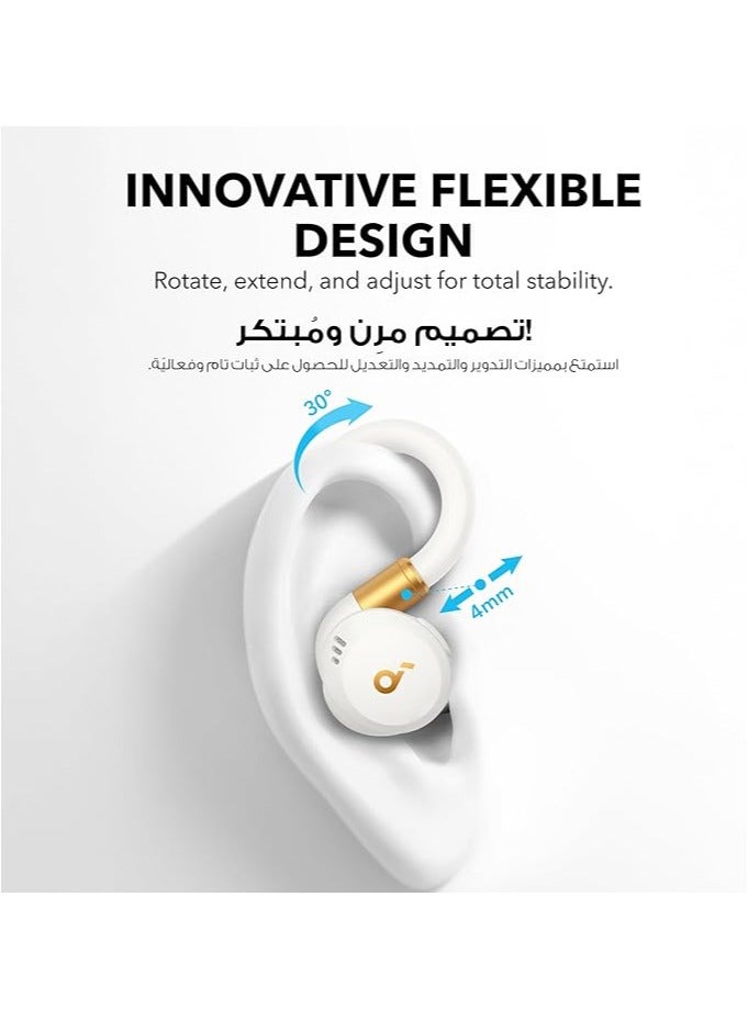 Sport X20 by Anker, True-Wireless Workout Earbuds, Rotatable and Extendable Ear Hooks, Noise Cancelling, Deep Bass, IP68 Waterproof, Sweatproof, Dustproof, 48H Play, Sport Earbuds White