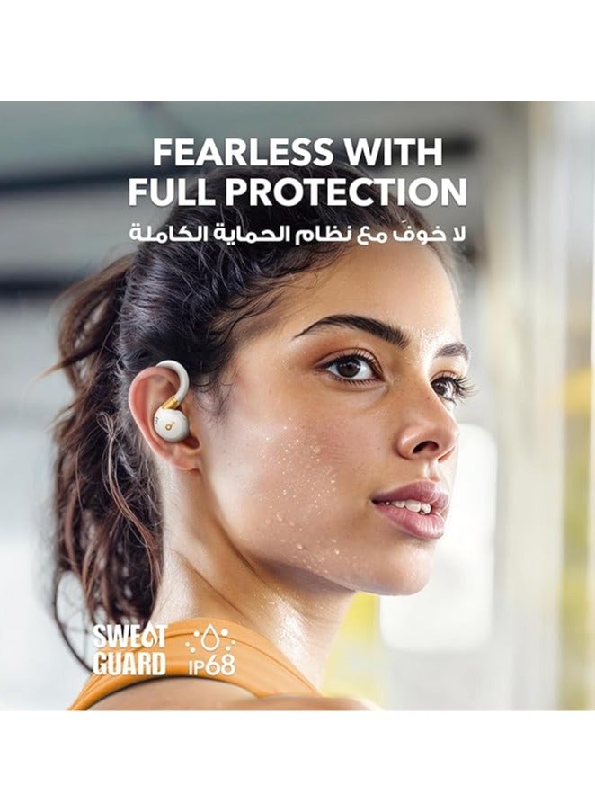 Sport X20 by Anker, True-Wireless Workout Earbuds, Rotatable and Extendable Ear Hooks, Noise Cancelling, Deep Bass, IP68 Waterproof, Sweatproof, Dustproof, 48H Play, Sport Earbuds White