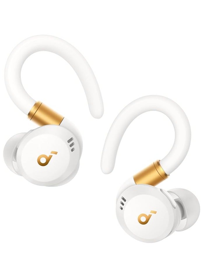 Sport X20 by Anker, True-Wireless Workout Earbuds, Rotatable and Extendable Ear Hooks, Noise Cancelling, Deep Bass, IP68 Waterproof, Sweatproof, Dustproof, 48H Play, Sport Earbuds White