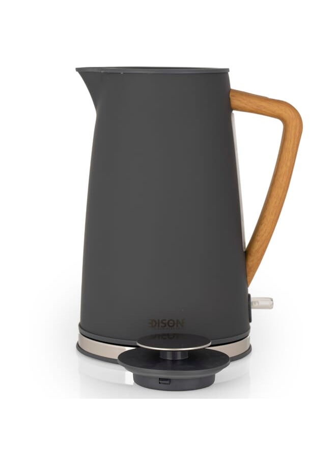 Edison Gray Wooden Control Kettle 1.7 Litres