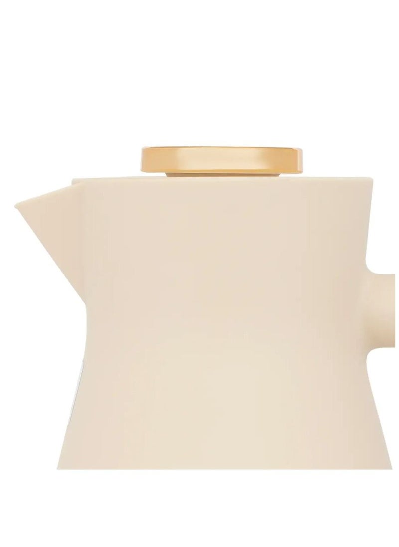Everest Amada Thermos 1 Liter Beige With Wooden Handle