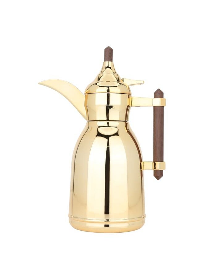 Dallah Shahd Golden With Dark Wooden Handle 0.6L