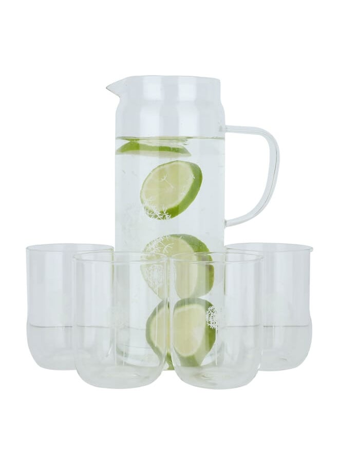 Clear Glass Jake Set With 5-Piece Glasses