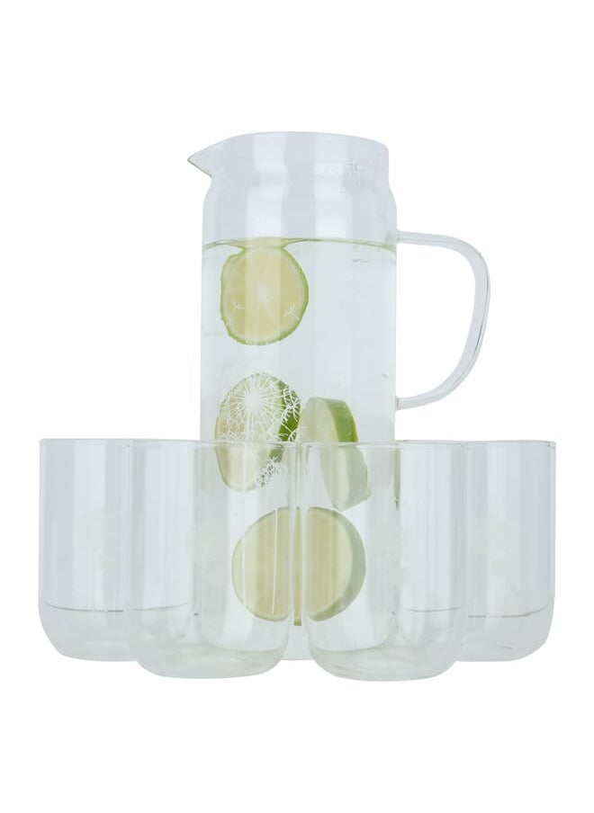 Clear Glass Jake Set With 5-Piece Glasses