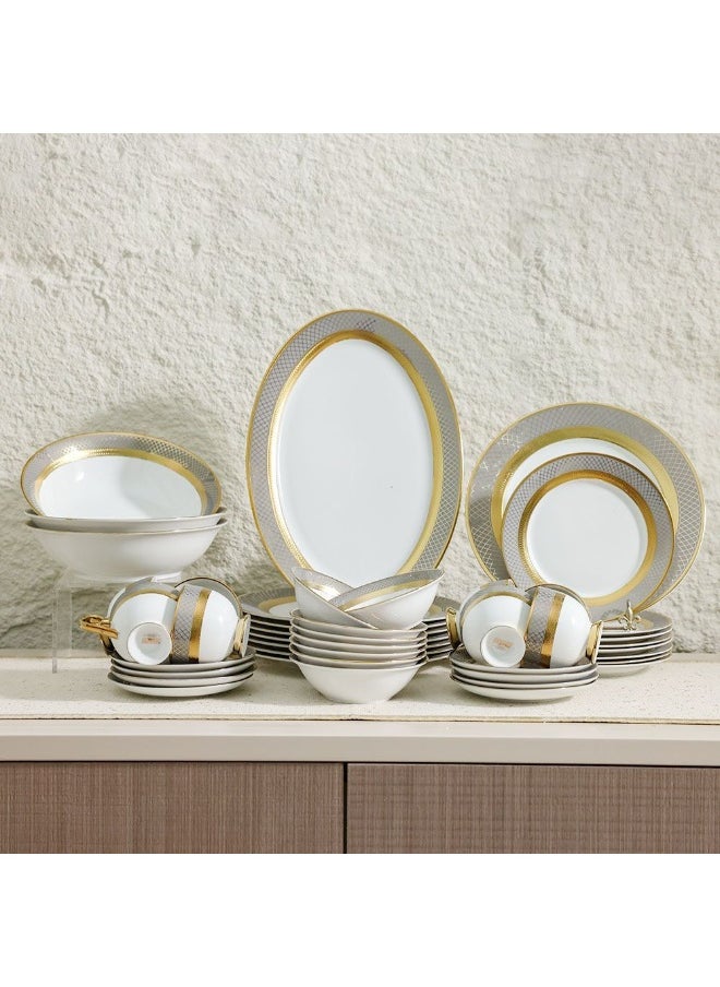 Royal Feast 44-Piece Premium Fine Porcelain Dinner Set – Elegant Tableware for 8 Persons – Luxury Dinnerware Set for Home, Parties, Events & Gifting