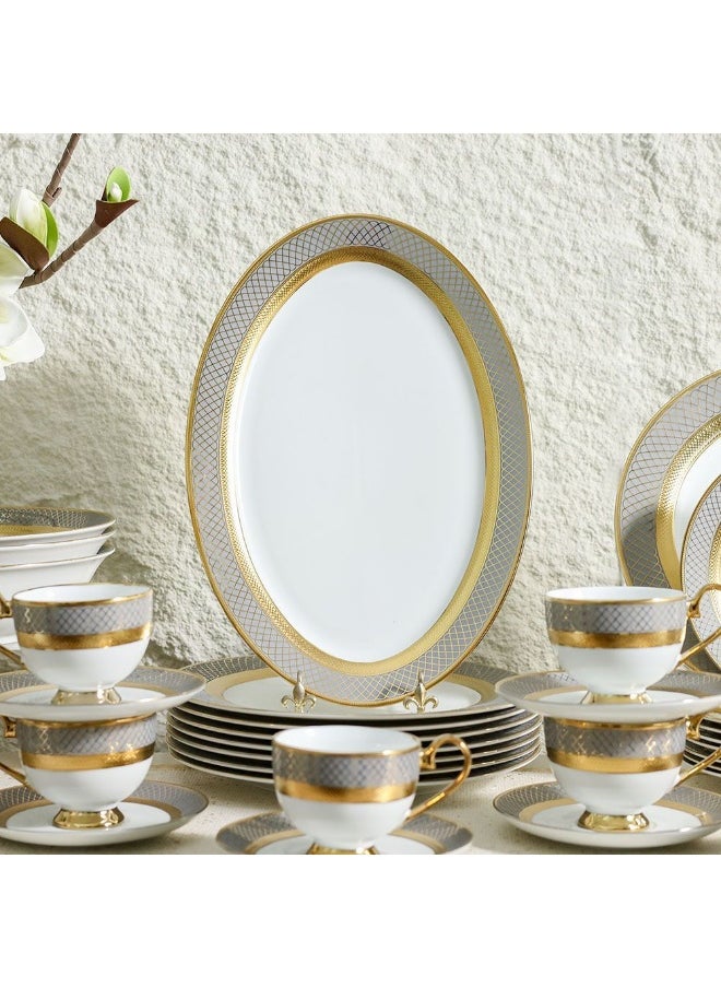Royal Feast 44-Piece Premium Fine Porcelain Dinner Set – Elegant Tableware for 8 Persons – Luxury Dinnerware Set for Home, Parties, Events & Gifting