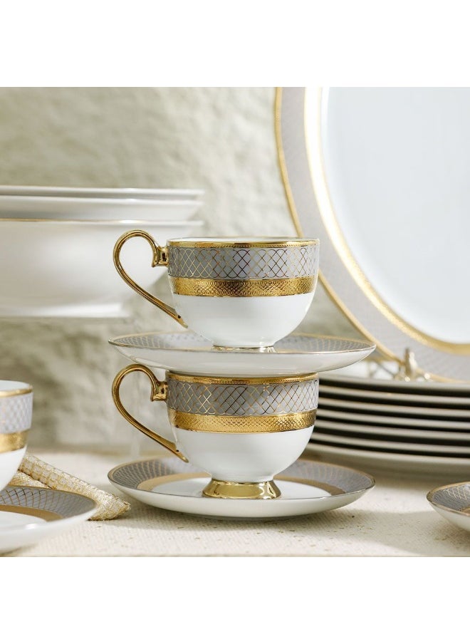Royal Feast 44-Piece Premium Fine Porcelain Dinner Set – Elegant Tableware for 8 Persons – Luxury Dinnerware Set for Home, Parties, Events & Gifting