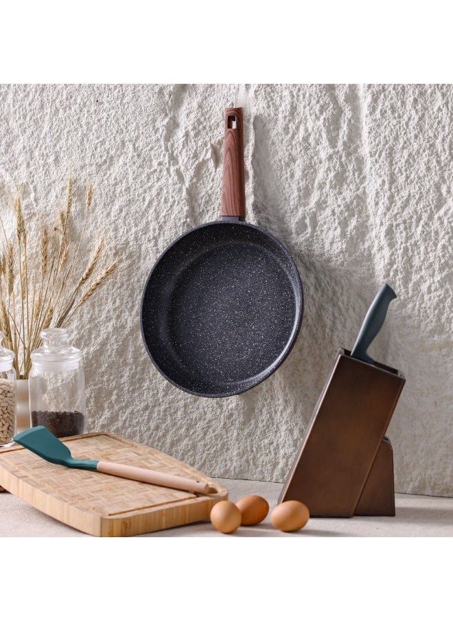 Chef's Delight Bistro Bliss Fry Pan – Non-Stick Durable Frying Pan for Gas & Induction Cooktops – Easy Clean Cooking Pan for Eggs, Meats, Vegetables, Kitchen 28x5.2cm - Brown