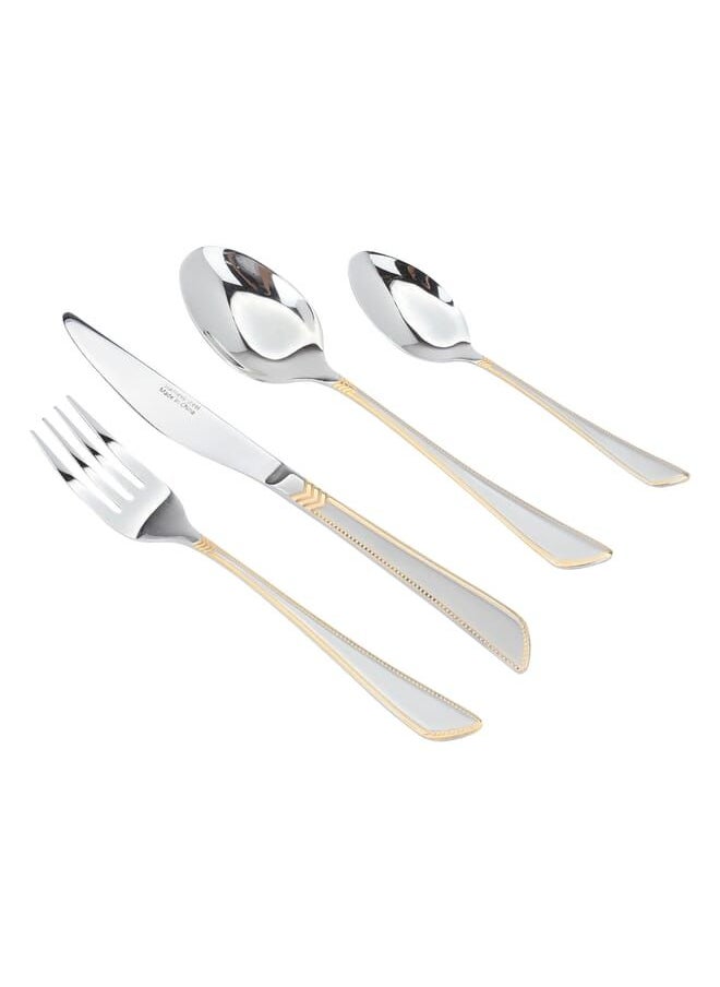 A Set Of 24-Piece Silver And Golden Steel Spoons