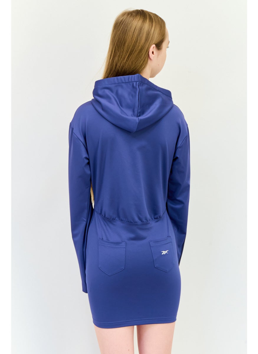 Women Sportswear Fit Outdoor Hooded Dress, Teal Blue