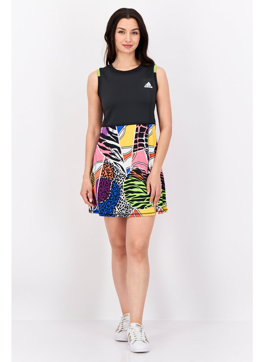 Women Sportswear Fit Sleeveless Outdoor Dress And Short Set, Multicolor